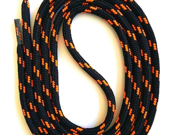 SNORS - Laces - SAFETY SENKEL Black/Neon orange, 8 lengths, approx. 5 mm - Round sadvocates for work shoes, hiking boots, trekking shoes