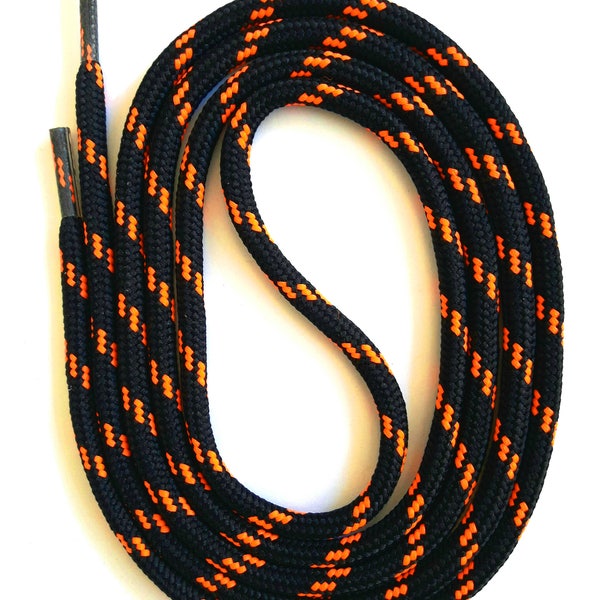 SNORS-veters-SAFETY SENKEL zwart/neon oranje, 8 lengtes, ca. 5 mm-ronde sadvocaten voor werkschoenen, wandelschoenen, trektochten
