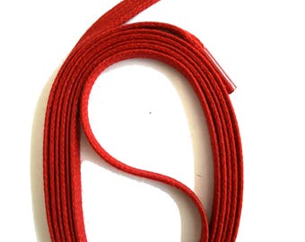 SNORS - Lacets - WAXED FLAT LACES Rouge, 4 longueurs, environ 6-7 mm de large, plats