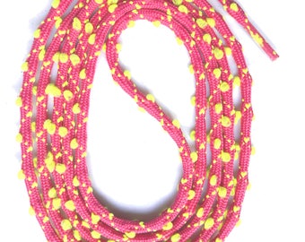 SNORS - lacets - autour des oreilles de 130 cm, 3 mm tissé lacets rose/jaune néon