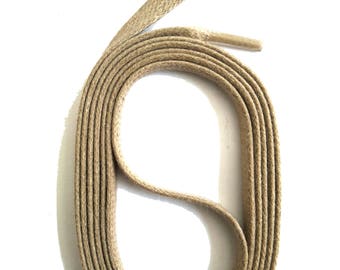 SNORS - Schnürsenkel - GEWACHSTE FLACHSENKEL Sand / Natur, 4 Längen, ca. 6-7mm breit, flach