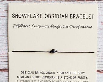 Snowflake Obsidian Bracelet - Snowflake Obsidian Bracelet - Snowflake Obsidian Rock Bracelet - Gemstone - Gift for Her - Gift for Him - Wish