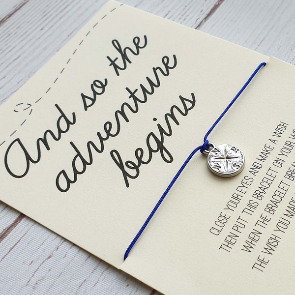 And So The Adventure Begins, Travel Bracelet, Personalized Travel Gift, Compass Bracelet, Wish Bracelet, Travel Gift, Charm Bracelet