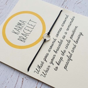 Bracciale Karma, Ciò che va in giro viene in giro Bracciale, Gioielli Karma, Regalo Karma, Bracciale di fascino, Bracciale dei desideri, Regalo personalizzato