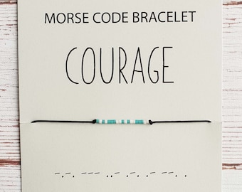 Courage Morse Code Bracelet: Miyuki Delica Bead Message Jewelry