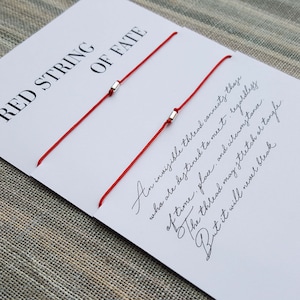 Red String of Fate Bracelet: Silver Tube, Adjustable Nylon Cord