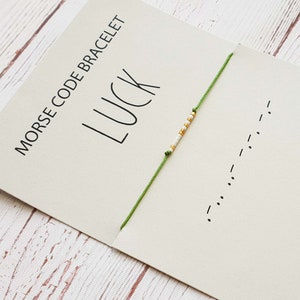 Luck Morse Code Bracelet: Miyuki Gold Silver Bead, Message Jewelry