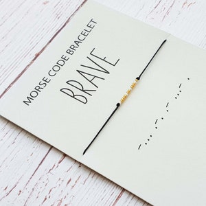 Brave Morse Code Bracelet: Gold & Silver Miyuki Bead Message Jewelry