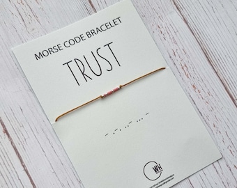 Pulsera de código Morse Trust: joyería con mensaje de cuentas Miyuki Delica