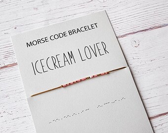 ICECREAM LOVER - Morse code bracelet - Gift jewelry - Friendship Bracelet - Morse Code Jewelry - Matching Bracelet - Bracelet for Women Men