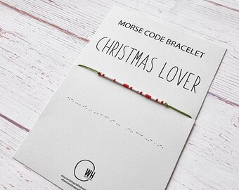 Christmas Lover Morse Code Bracelet: Miyuki Bead Friendship Jewelry
