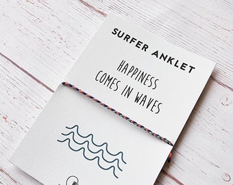 Handmade Surfer Anklet: Boho Braided Cotton Festival Jewelry