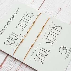 Soul Sisters Morse Code Bracelet – Morse Code Jewelry - Friendship Bracelet- Matching Bracelet - Bracelet for Women  - Sister Set - Gift