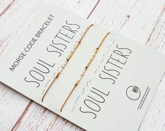 Soul Sisters Morse Code Bracelet Set: Miyuki Beaded Friendship Jewelry