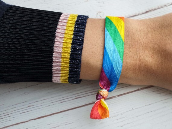 Regenbogen Pride Haargummis - 4 Stück, 10x10 Cm, Bunte Streifen-Haarbänder Für Frauen & Mädchen