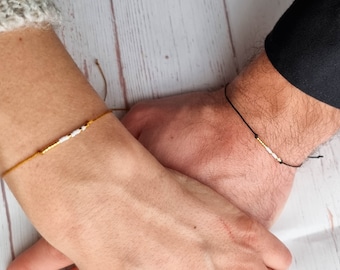 Morse Code Couple Bracelet Set: Personalized Miyuki Bead Jewelry