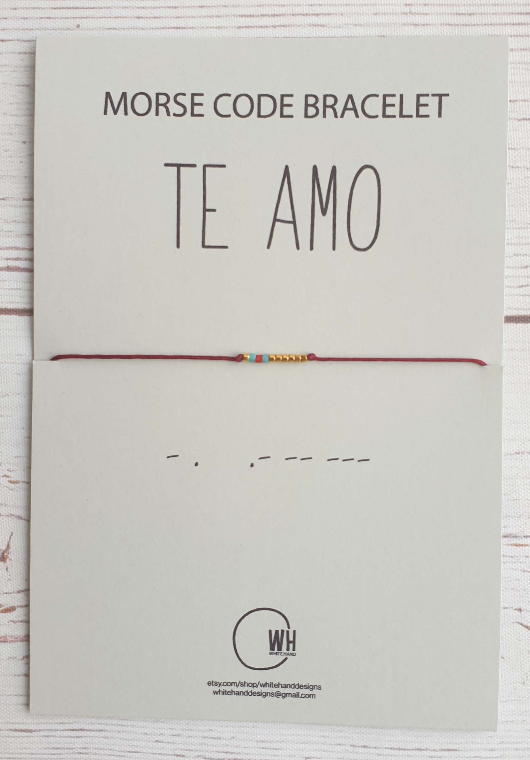 Te Amo Morse Code Bracelet: Gold Plated Miyuki Bead Friendship Jewelry