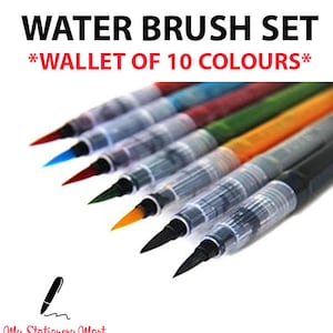 Pluma de pincel de acuarela de 10 colores para caligrafía de acuarela Pintura Dibujo Arte recargable