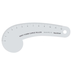 Liquidraw Vary Form Curve Ruler 12&quot; Clear Acrylic French Curve Pattern Maker Ruler Dressmaking Hip Curve For Cutting, Sewing, Fashion Design