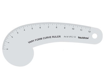 Liquidraw Vary Form Curve Ruler 12" Acrílico transparente Curva francesa Patrón Maker Regla Confección Curva de cadera para cortar, coser, diseño de moda