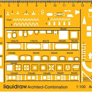 Liquidraw 1:100 schaal architecturale schaal liniaal tekening sjabloon stencil architect meubelontwerp symbolen voor huis interieur plattegrond