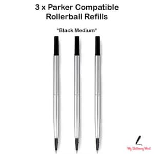 3 x Parker Compatibel Rollerball Refill BLACK Pennen Medium Rollerball Pen Navullingen