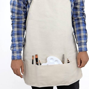 Liquidraw Art Apron Adult Large Bib Canvas Washable Apron For Painting, Kitchen, Cooking, DIY, Artist, Painters, School & Paint Brush Holder