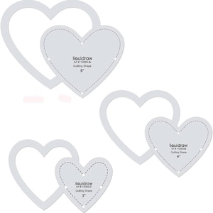 Liquidraw Quilting Templates & Rulers for Patchwork Acrylic Stencils Sewing Fabric Cutting Set of 3 Hearts