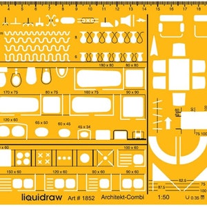 Liquidraw 1:50 Schaal Architectural Scale Ruler Template Stencil Drafting Supplies, Architectuur Meubelontwerp Symbolen voor House Plattegrond