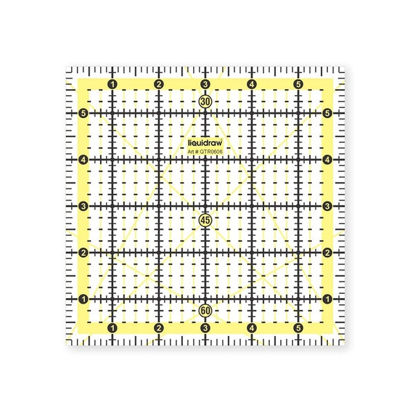 Liquidraw Square Quilting Ruler, Acrylic Quilting Square Template, Imperial 6 "x 6"