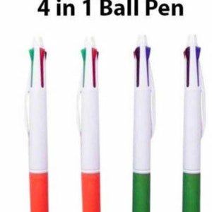 4 x Multi Colour 4 In 1 Retractable Ballpoint Pen Ball Pens Black Blue Red Green