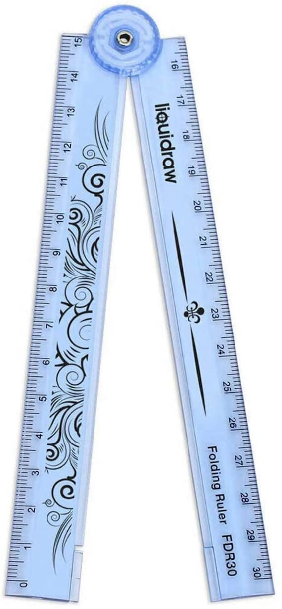 Liquidraw 30cm Folding Ruler Foldable Ruler School Stationery (Blue)