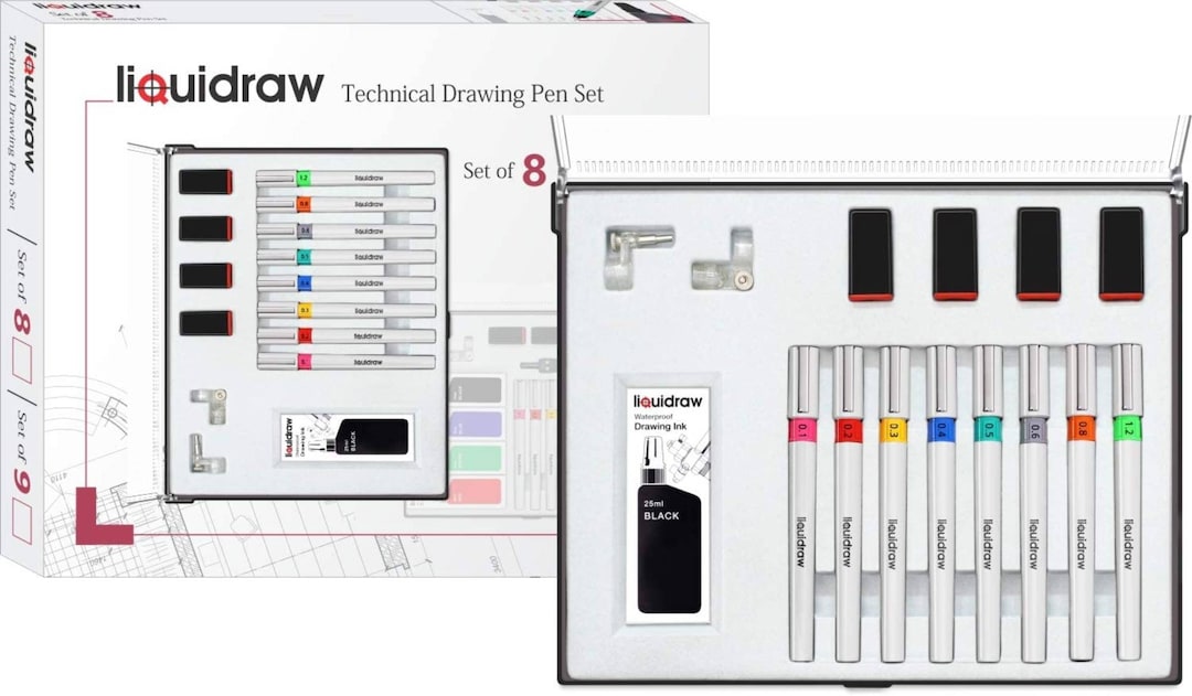 Liquidraw Technical Drawing Pen Set of 8 for Artists College Etsy