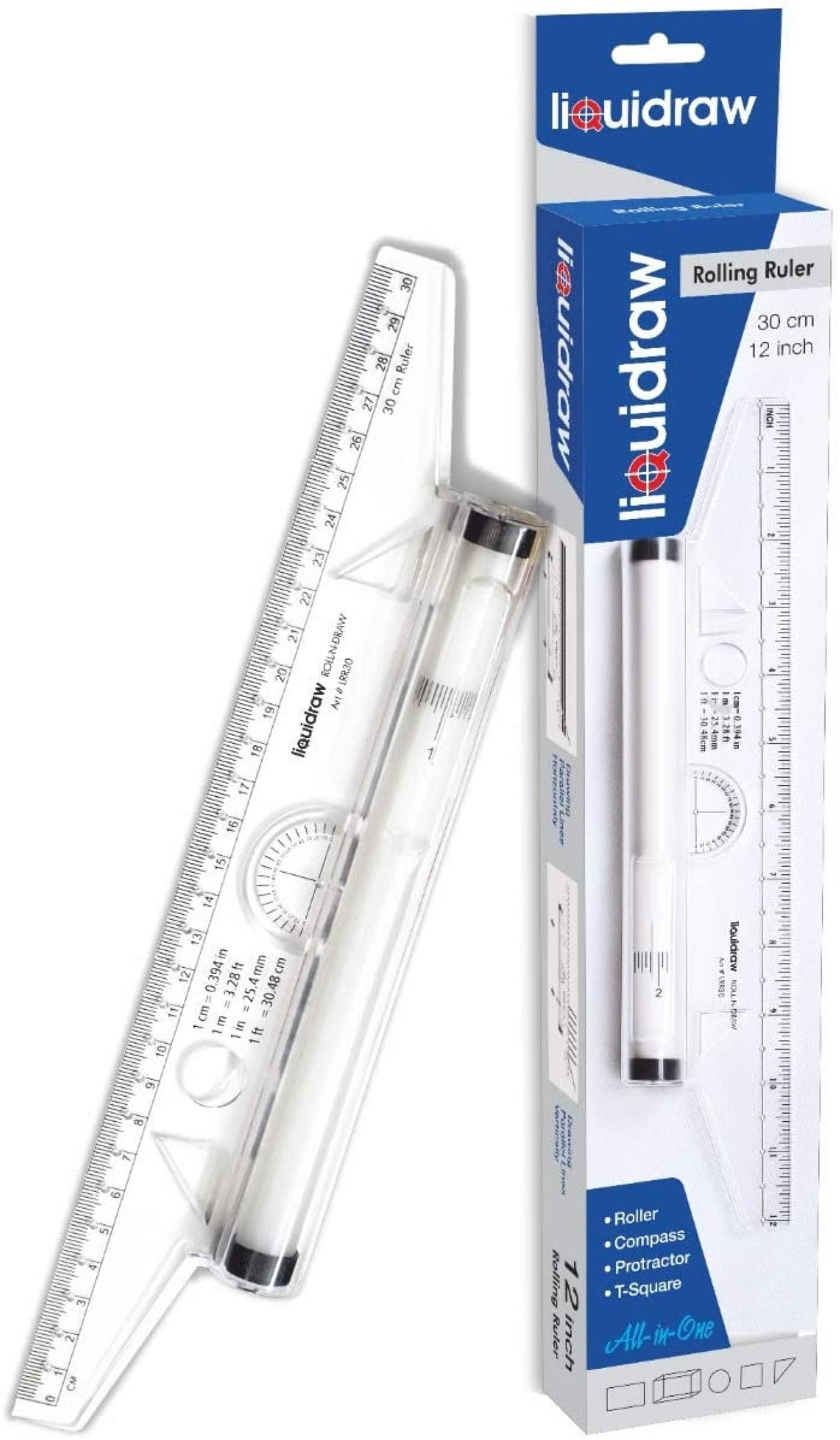 Liquidraw Rolling Ruler 30cm Protractor Metric Parallel Line