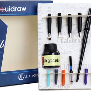 Liquidraw Kalligrafie Pennen Set Dip Pen Pen Nibs Houder Set Met Zwarte Kalligrafie Inkt, Cartridges & Convertor Voor Belettering, Kunstenaars, Volwassenen, Kids