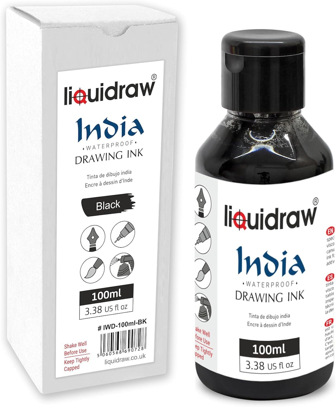 Liquidraw Black Drawing India Ink 100ml Must-have Artist Supply Non ...