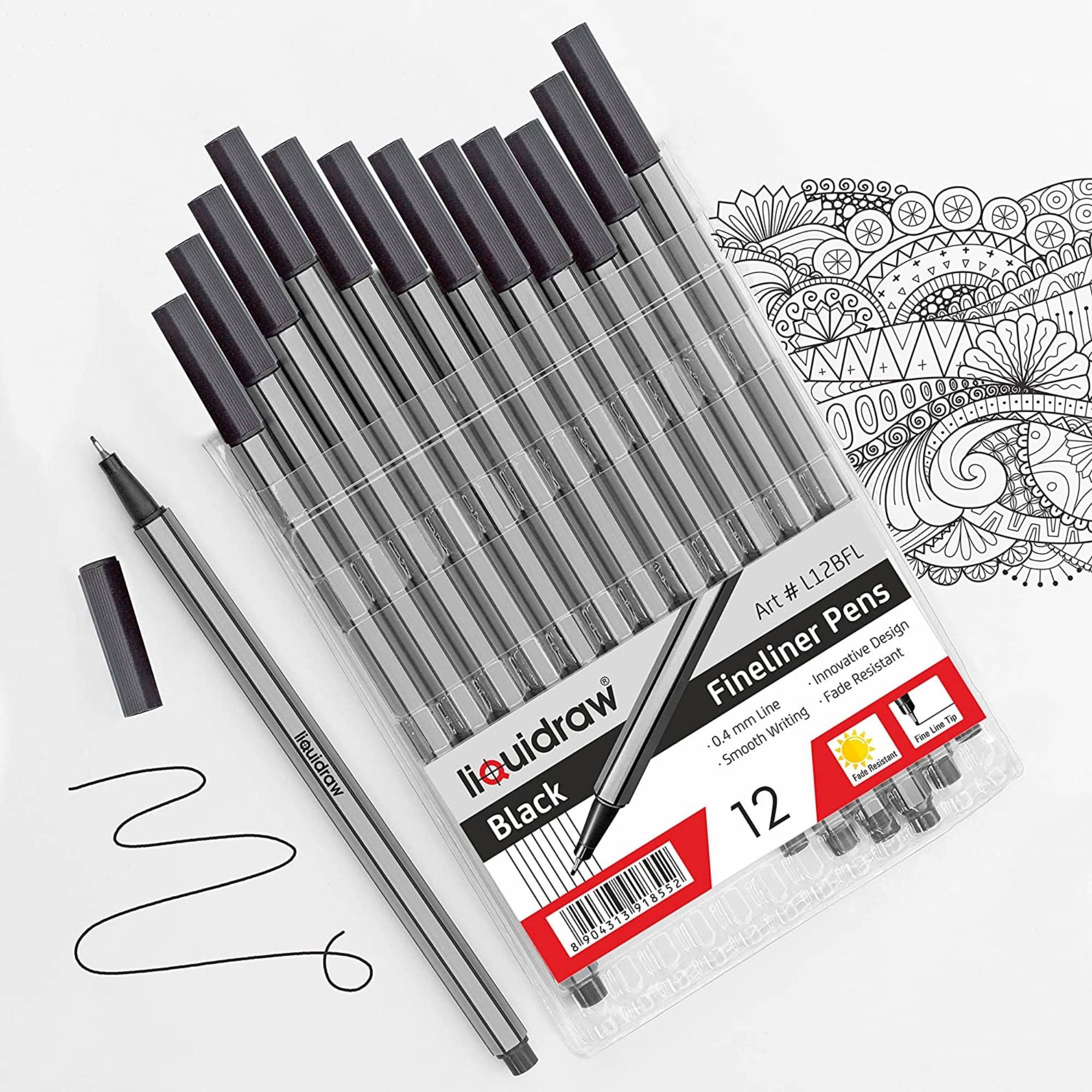 Drawing Pens Set Of 12 Precision Multiliner Pens Black