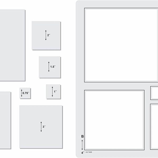 Plantillas y reglas de acolchado Liquidraw para plantillas de acrílico de patchwork Set Hexágono, Corazones, Cuadrado y Círculo (Cuadrado)