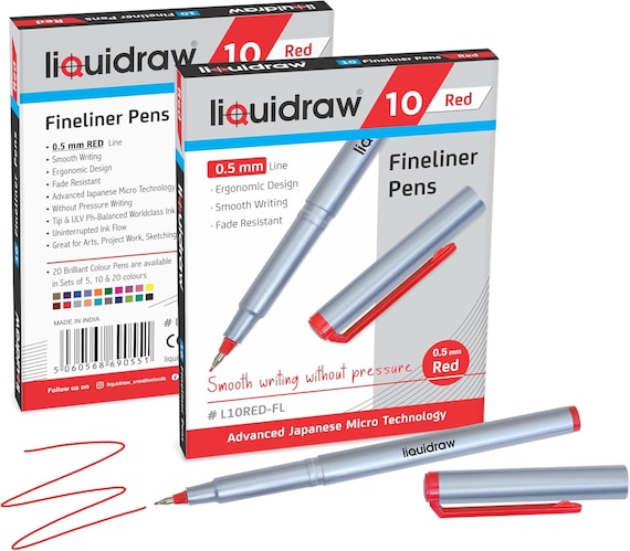 Liquidraw Penne A Punta Fine 0,4 Mm - Set Di 12 Nere Per Disegno Tecnico, Scrittura E Arte - Foto 3