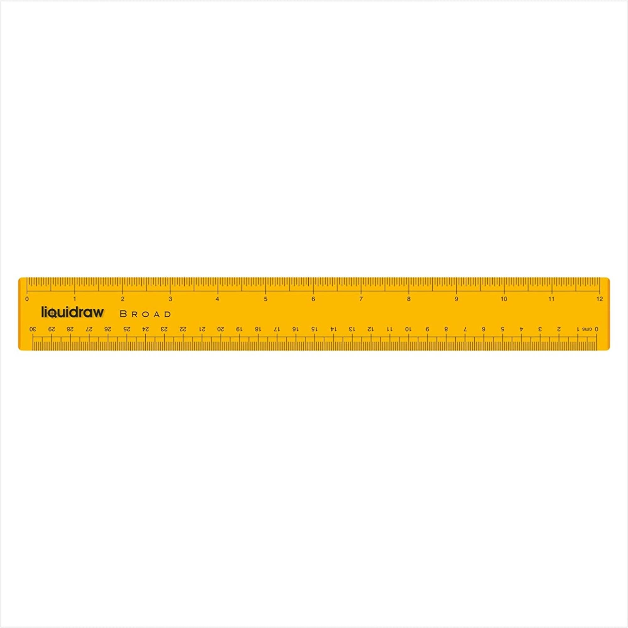 Liquidraw Ruler 30cm 12" Broad Transparent Orange Inches & cm