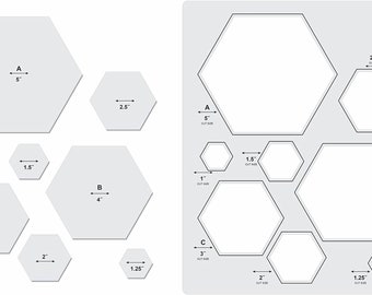 Liquidraw Quilting Templates And Rulers for Patchwork Acrylic Stencils Set Hexagon, Hearts, Square & Circle (Hexagon)