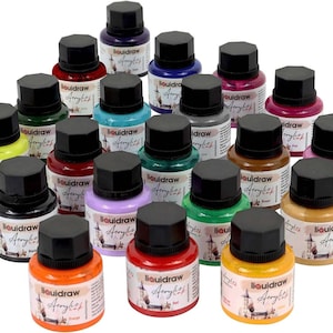 Liquidraw Acrylic Inks for Artists Set of 20 Waterproof Ink Set 35ml Professional for Painting, Drawing, Art, Brushes, Board, Fabric & Wood