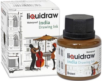 Liquidraw Farbige Zeichnung Tinte Indien Tinte, Wasserfest, Braun 35ml,IWD30BR