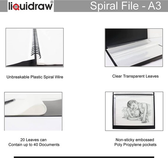 Liquidraw A3 Art Portfolio Case With 20 Sleeves Spiral File