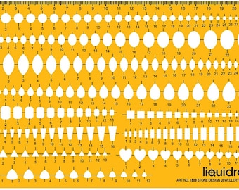 Liquidraw Jewellery Design Templates Stencil, Jewellery Making Template Stencils - Multiple Stone Shapes & Sizes With Hearts