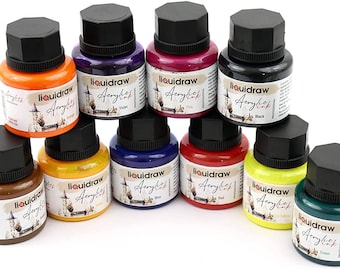 Liquidraw Acrylic Inks For Artists Set Of 10 Ink Set 35ml Professional For Painting, Drawing, Paints, Art, Brushes