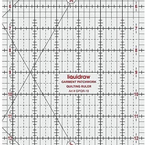 Liquidraw® Patchwork Quilting Ruler, Acrylic Imperial Template Transparent (6 x 24" / 6 x 18" / 6 x 12") (6 x 18")
