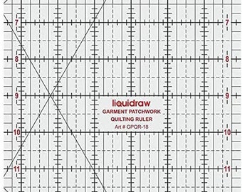 Righello trapuntato patchwork Liquidraw®, modello imperiale acrilico trasparente (6 x 24 "/ 6 x 18" / 6 x 12 ") (6 x 18")