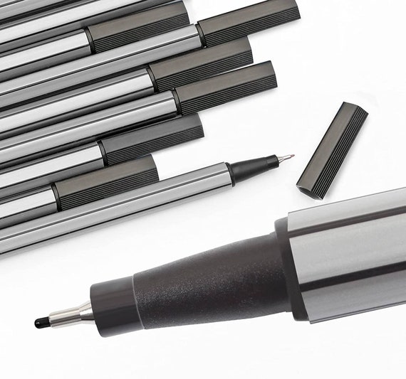 Liquidraw 12 Black Fineliner Pens Set Fine Point Pens 0.4mm Black