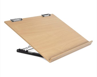 Liquidraw - Cavalletto da tavolo in legno A2 per artisti della pittura, supporto da tavolo per tavolo da disegno A2 con 5 angoli regolabili, clip per tavolo da disegno attaccate